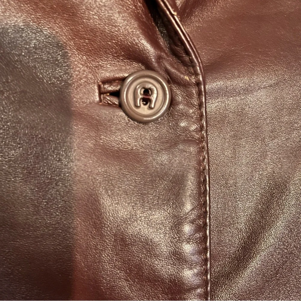 Women’s Etienne Aigner Vintage 70s Oxblood Leather Jacket Size 8 Lined - Picture 6 of 8